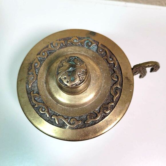 Vintage Brass Cup Ribbed with Lid Original Authentic Patina India Pakistan Asia - Picture 2 of 7